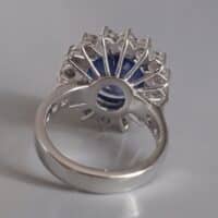 Cabochon Sapphire Ring Blue, blue sapphire cabochon ring, oval sapphire halo diamond ring, blue sapphire ring singapore, sapphire blue cabochon, Gem Gardener