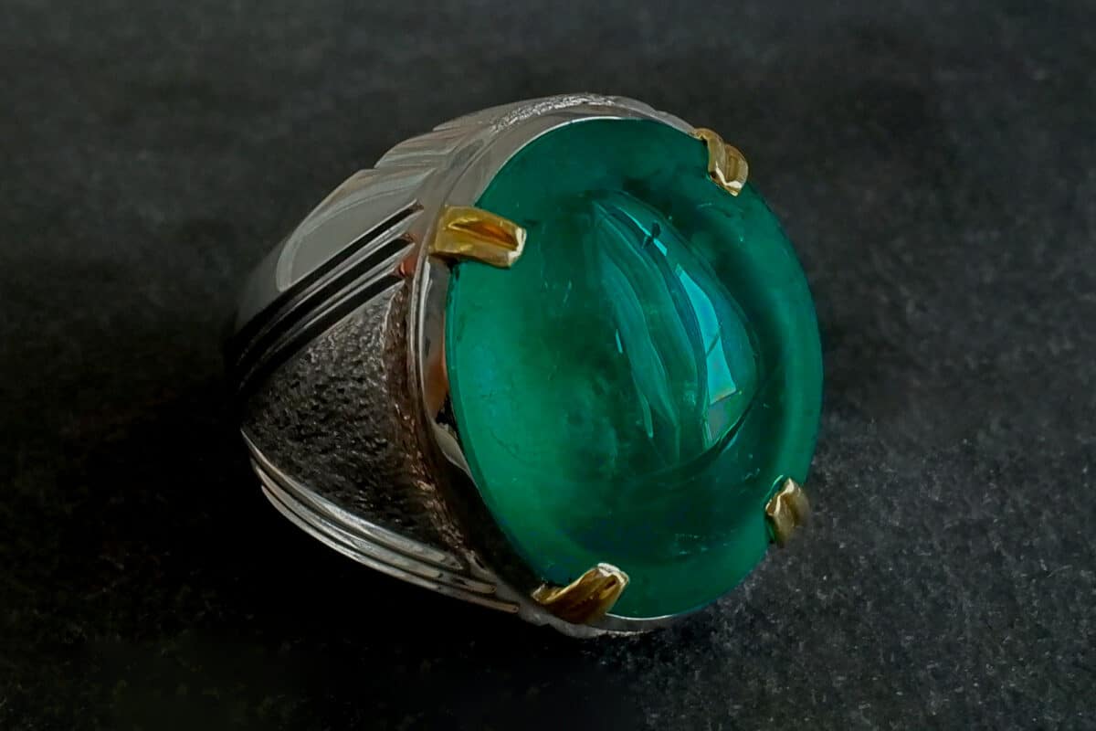 large emerald stone ring, emerald stone cabochon ring, large emerald stone ring, big colombian emerald ring, emerald cabochon stone price, buy colombian emerald, rare gemstones for sale, Gem Gardener