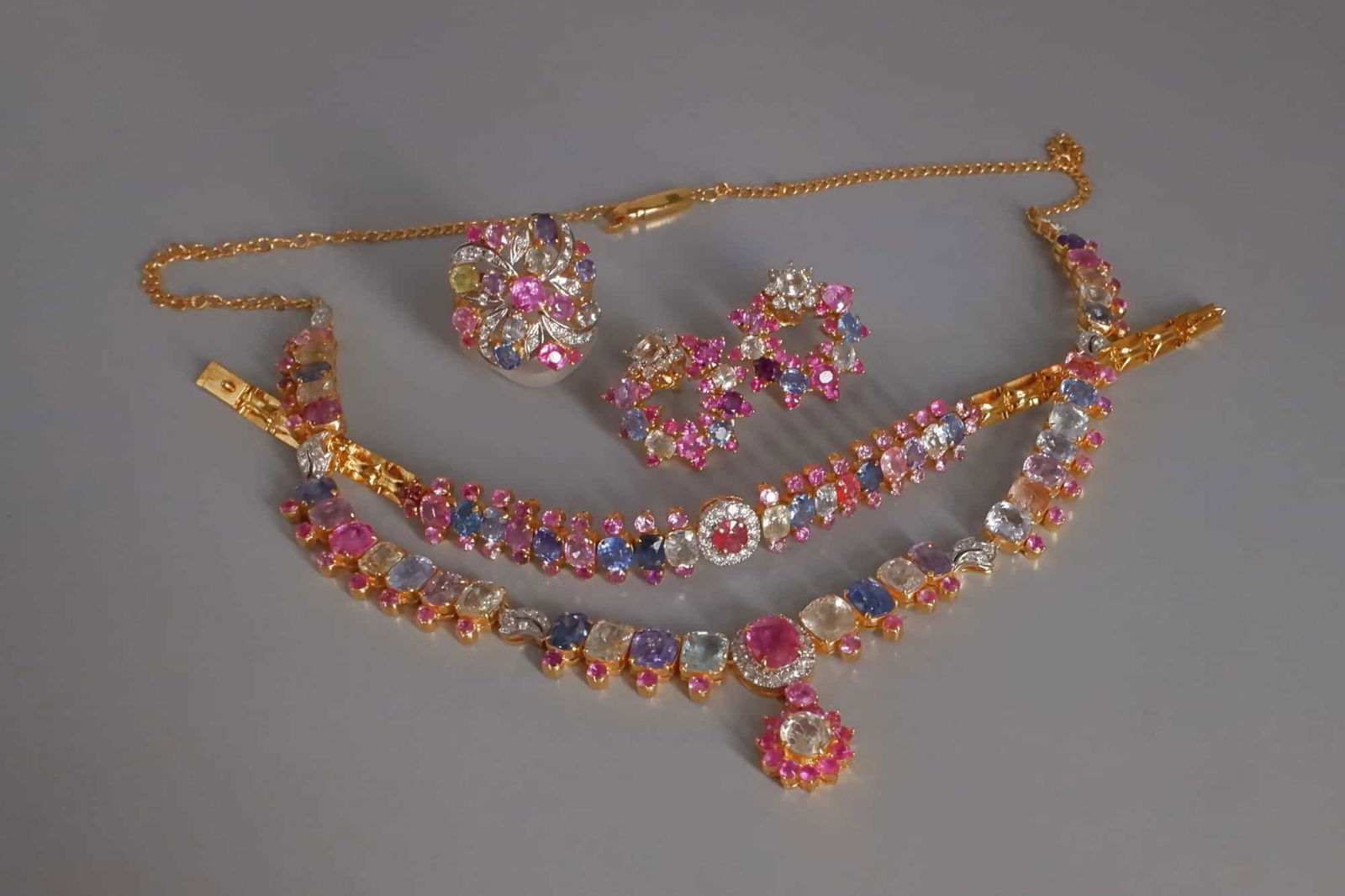 natural sapphire jewelry set, sapphire jewelry sets for sale, sapphire jewellery set gold, sapphire bridal necklace set, sapphire necklace and bracelet set, handmade necklace bracelet earrings set, sapphire necklace singapore, sapphire jewellery singapore, burmese sapphire necklace, Gem Gardener