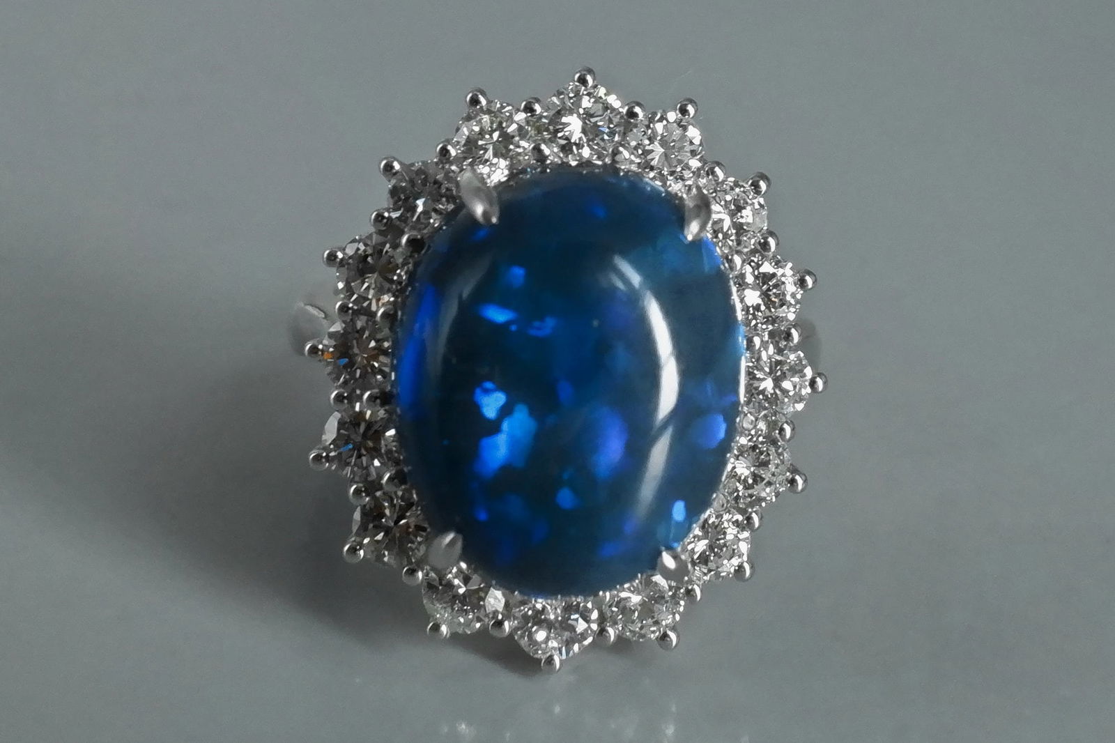 Big Black Opal Ring, black opal ring for sale, australian black opal engagement ring, dark blue opal ring, opal ring singapore, black blue opal engagement ring, large opal ring with diamonds, black opal fine jewelry, Gem Gardener