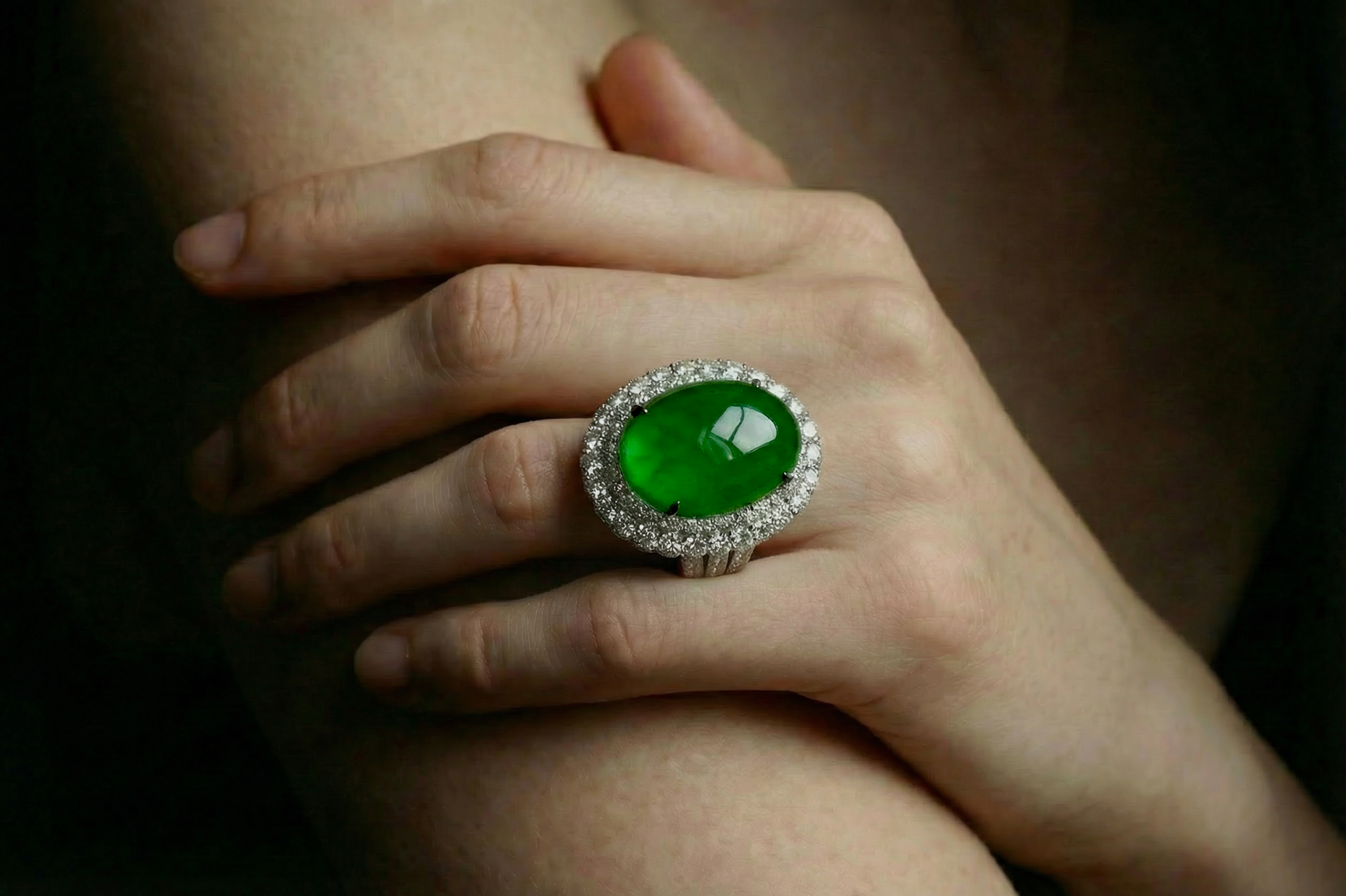 Imperial Green Jadeite Ring, imperial green jade price, imperial green jade ring for sale, jade ring singapore, fine jadeite jewelry, jadeite ring auction, Gem Gardener