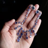 blue sapphire necklace and earring set, sapphire lavalier necklace, blue sapphire necklace singapore, buy sapphire necklace earring set, blue sapphire singapore, Gem Gardener