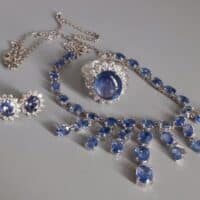 blue sapphire necklace and earring set, sapphire lavalier necklace, blue sapphire necklace singapore, buy sapphire necklace earring set, blue sapphire singapore, Gem Gardener
