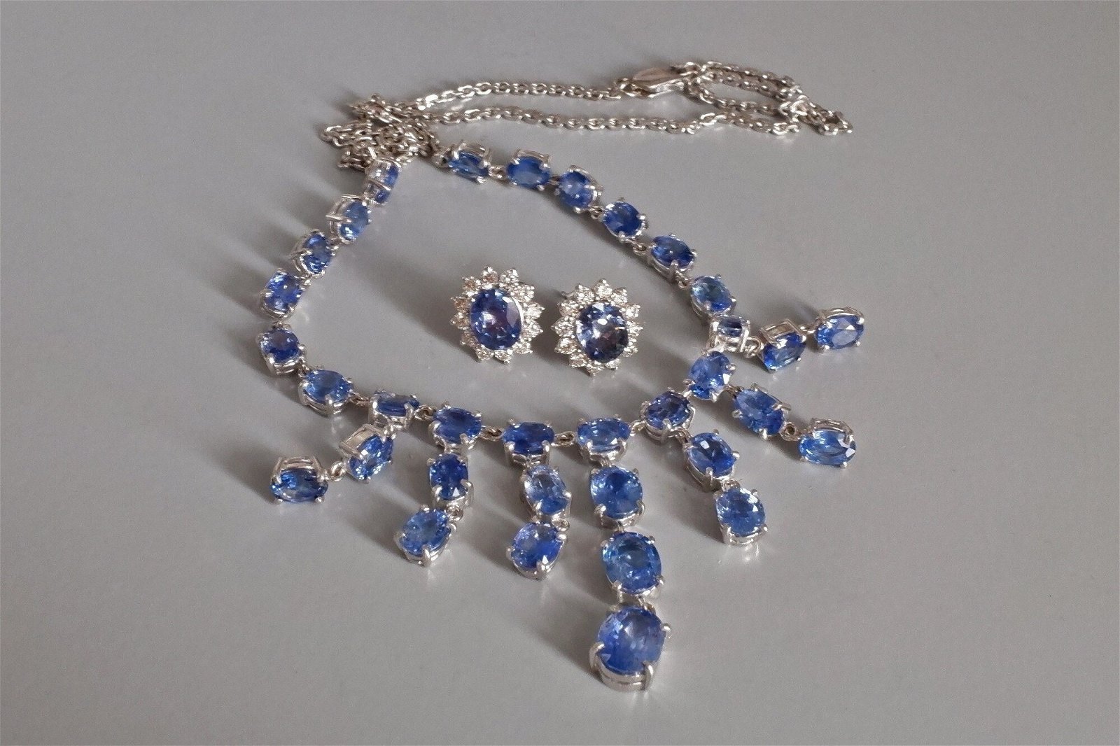blue sapphire necklace and earring set, sapphire lavalier necklace, blue sapphire necklace singapore, buy sapphire necklace earring set, blue sapphire singapore, Gem Gardener