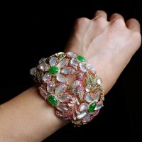 Art Nouveau Cuff Bracelet, art nouveau examples, high jewelry bracelet, flower bangle bracelet gold, art nouveau jewellery, art nouveau singapore, Gem Gardener
