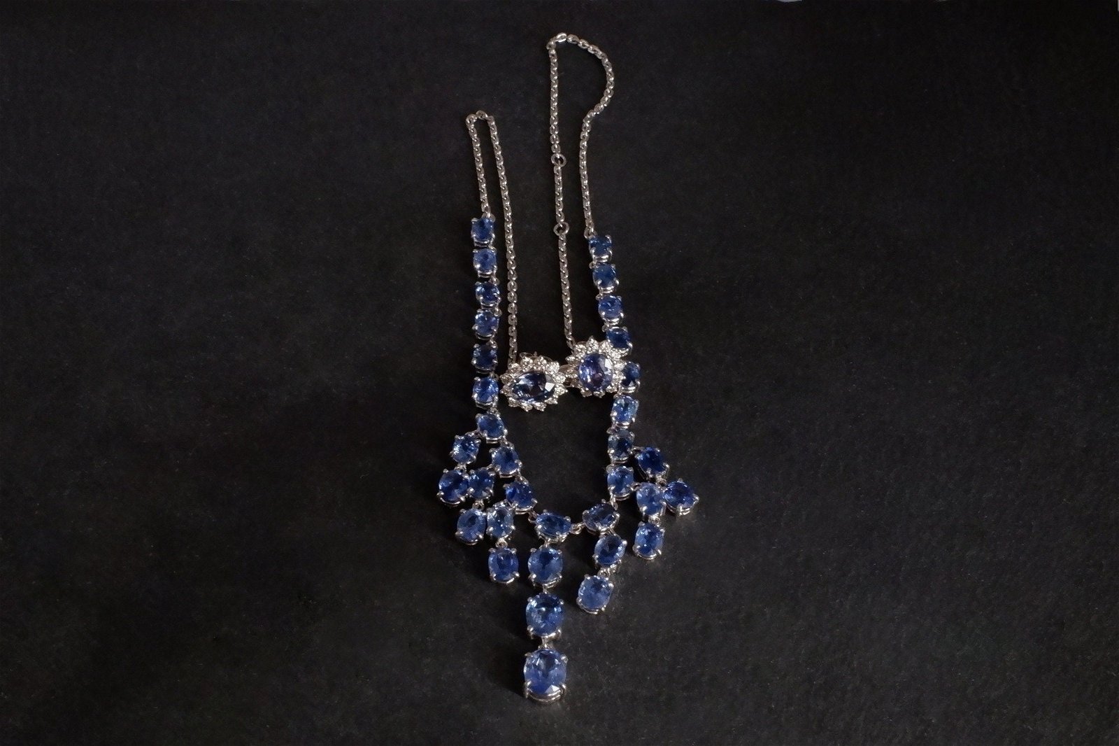 blue sapphire necklace and earring set, sapphire lavalier necklace, blue sapphire necklace singapore, buy sapphire necklace earring set, blue sapphire singapore, Gem Gardener