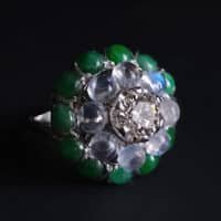 jade and diamond vintage ring, Jade & Diamond Cluster Ring, jade diamond rings etsy, antique jade rings for sale, vintage jade rings for sale, antique chinese jade jewelry for sale, jade ring singapore, Gem Gardener
