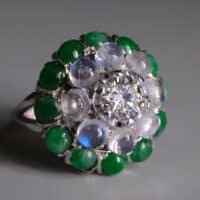 jade and diamond vintage ring, Jade & Diamond Cluster Ring, jade diamond rings etsy, antique jade rings for sale, vintage jade rings for sale, antique chinese jade jewelry for sale, jade ring singapore, Gem Gardener