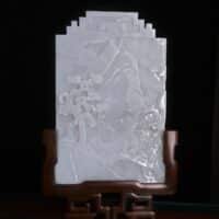 Chinese Jade Table Screen, white jade carvings for sale, nephrite antique jewellery, antique table screen, chinese jade ornaments, jade auction singapore, qing jade carving, Gem Gardener