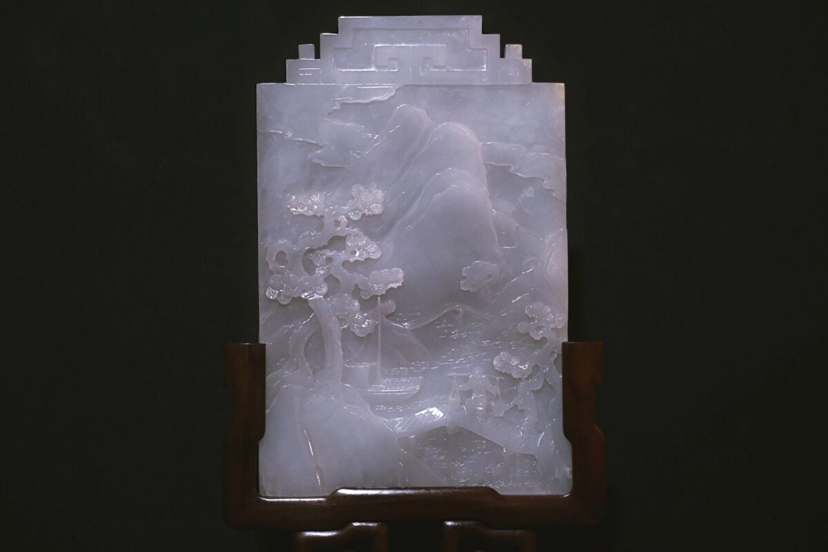 Chinese Jade Table Screen, white jade carvings for sale, nephrite antique jewellery, antique table screen, chinese jade ornaments, jade auction singapore, qing jade carving, Gem Gardener