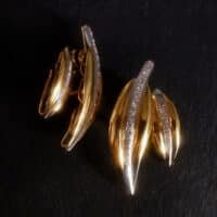 Large Gold Leaf Stud Earrings, big leaf earrings, long leaf earrings, gold diamond leaf earrings, 80s style earrings gold, vintage gold leaf earrings, vintage earrings singapore, Gem Gardener