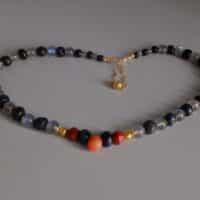 gold roman style necklace, labradorite necklace gold, roman glass jewelry, ancient roman glass necklace, medieval beaded necklaces, excavated beads necklace