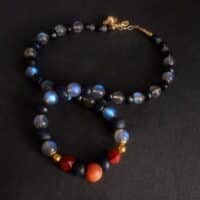 gold roman style necklace, labradorite necklace gold, roman glass jewelry, ancient roman glass necklace, medieval beaded necklaces, excavated beads necklace