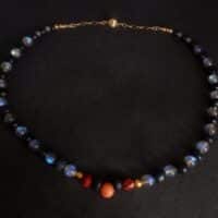 gold roman style necklace, labradorite necklace gold, roman glass jewelry, ancient roman glass necklace, medieval beaded necklaces, excavated beads necklace