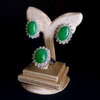 Jade Earrings Ring Set, fine jade jewelry hong kong, jade jewelry set, jade jewelry singapore, matching jade jewelry set, jade earrings singapore, jadeite ring singapore, Gem Gardener