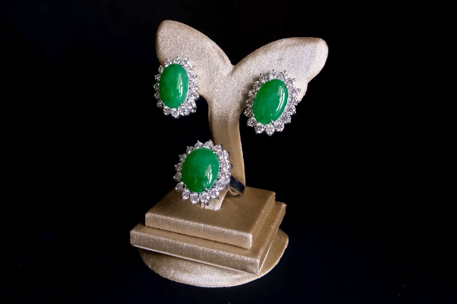 Jade Earrings Ring Set, fine jade jewelry hong kong, jade jewelry set, jade jewelry singapore, matching jade jewelry set, jade earrings singapore, jadeite ring singapore, Gem Gardener