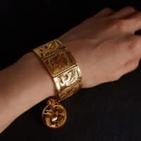 Antique Screen Dragon Phoenix Gold Bracelet 22k Chinese