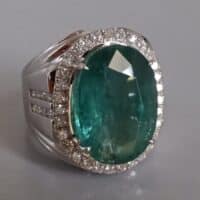 Large Stone Emerald Mens Ring Brazil 18k Vintage