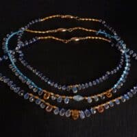 Moonstone Bead Necklace, egyptian style bead necklace, medieval style jewelry, lapis and moonstone jewellery, gold roman style necklace, moonstone necklace singapore, Gem Gardener