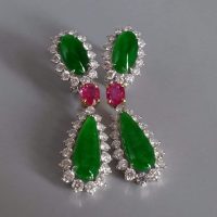 Jade Ruby Diamond Earrings, art deco jade earrings, art deco jewellery jade, art deco jade jewelry, jade jewellery singapore, chinese art deco, jade earrings singapore, Gem Gardener