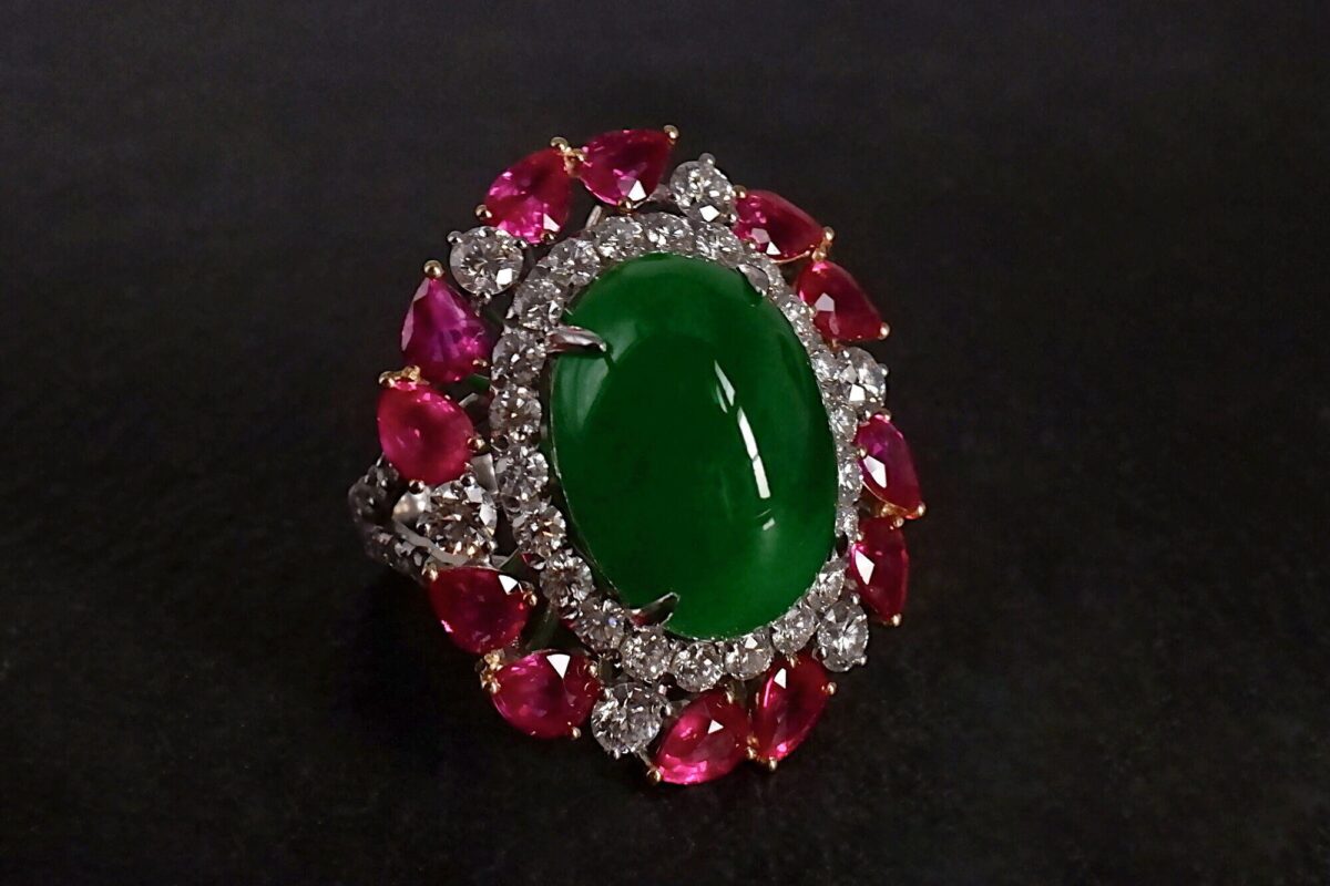 High Quality Jade Ring, jade ruby ring, imperial green jade ring, high quality jade jewelry, high end jade rings, jade ring singapore, fine jade jewelry hong kong, jade jewellery singapore, Gem Gardener
