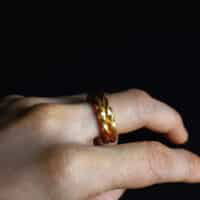 Thick Gold Twist Ring, solid gold thumb ring, wide gold twist ring, viking gold wedding ring, roman gold ring singapore, custom 24k gold ring, Gem Gardener