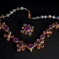 Kashmir Sapphire Necklace, sapphire flower necklace, kashmir sapphire pink, kashmir sapphire jewelry, pink purple sapphire necklace, natural sapphire necklace, statement necklace singapore, sapphire necklace singapore, Gem Gardener