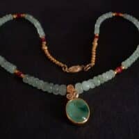 Emerald Bead Necklace, emerald cabochon pendant, emerald cabochon beads necklace, emerald pendant singapore, emerald beads necklace gold, Gem Gardener