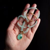 Emerald Bead Necklace, emerald cabochon pendant, emerald cabochon beads necklace, emerald pendant singapore, emerald beads necklace gold, Gem Gardener
