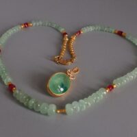 Emerald Bead Necklace, emerald cabochon pendant, emerald cabochon beads necklace, emerald pendant singapore, emerald beads necklace gold, Gem Gardener