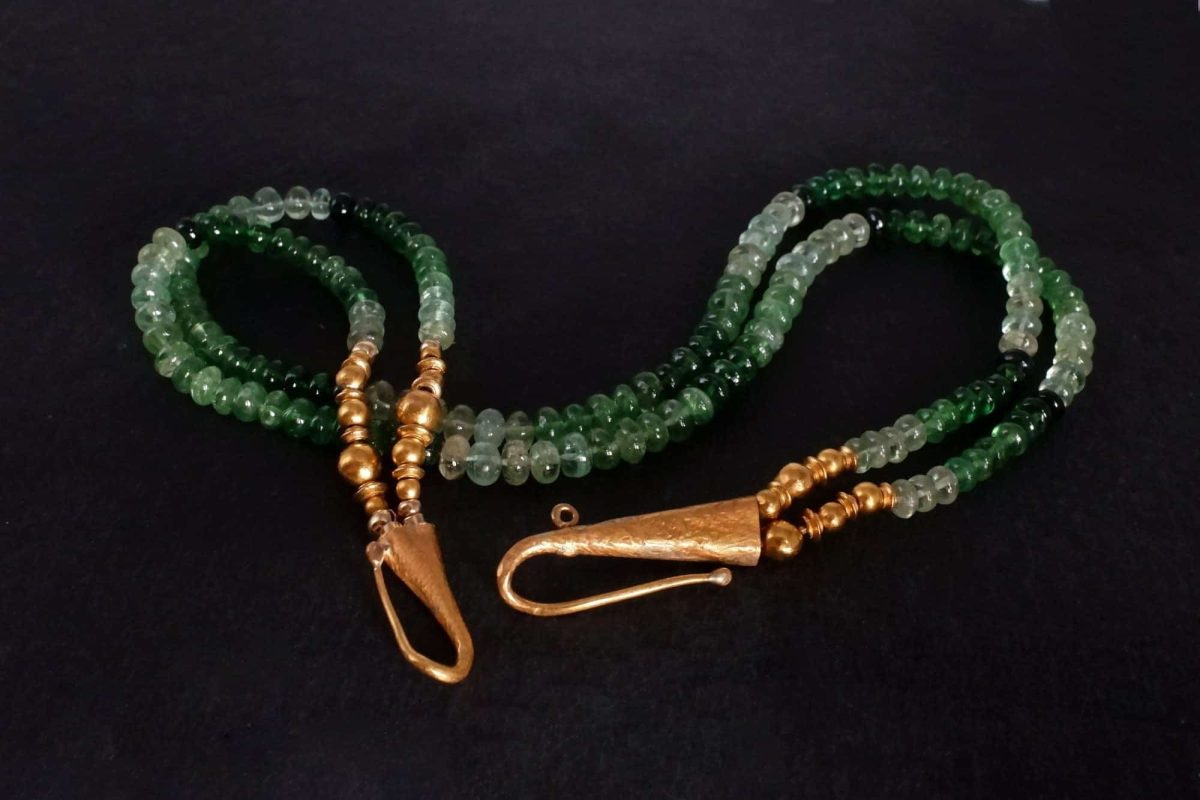 Fine Beaded Gold Necklace, Beaded Choker Necklace, double strand beaded necklace, tsavorite bead necklace, garnet bead necklace choker, bead necklace gold clasp, bead necklace singapore, Gem Gardener