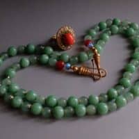 Long Jade Bead Necklace, long green jade bead necklace, extra long beaded necklace, chrysoprase jade bead necklace, chrysoprase beaded necklace, vintage jade beaded necklace, double strand beaded necklace gold, fine beaded gold necklace, gold beaded necklace with pendant, beaded jewellery singapore