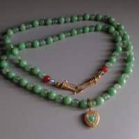 Long Jade Bead Necklace, long green jade bead necklace, extra long beaded necklace, chrysoprase jade bead necklace, chrysoprase beaded necklace, vintage jade beaded necklace, double strand beaded necklace gold, fine beaded gold necklace, gold beaded necklace with pendant, beaded jewellery singapore