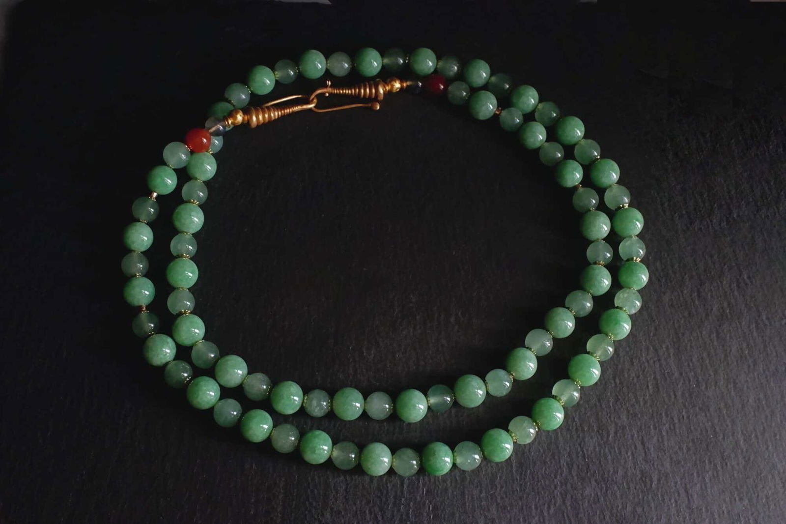 Long Jade Bead Necklace, long green jade bead necklace, extra long beaded necklace, chrysoprase jade bead necklace, chrysoprase beaded necklace, vintage jade beaded necklace, double strand beaded necklace gold, fine beaded gold necklace, gold beaded necklace with pendant, beaded jewellery singapore
