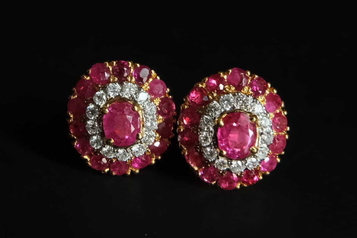 Burmese Ruby Stud Earrings, ruby stud earrings gold, antique burmese ruby jewelry, antique burmese rubies, ruby and diamond earrings, ruby earrings singapore, antique ruby jewellery, ruby unheated jewelry, Gem Gardener
