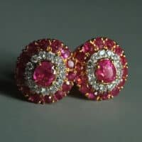 Burmese Ruby Stud Earrings, antique burmese ruby jewelry, antique burmese rubies, ruby and diamond earrings, ruby earrings singapore, antique ruby jewellery, ruby unheated jewelry, Gem Gardener