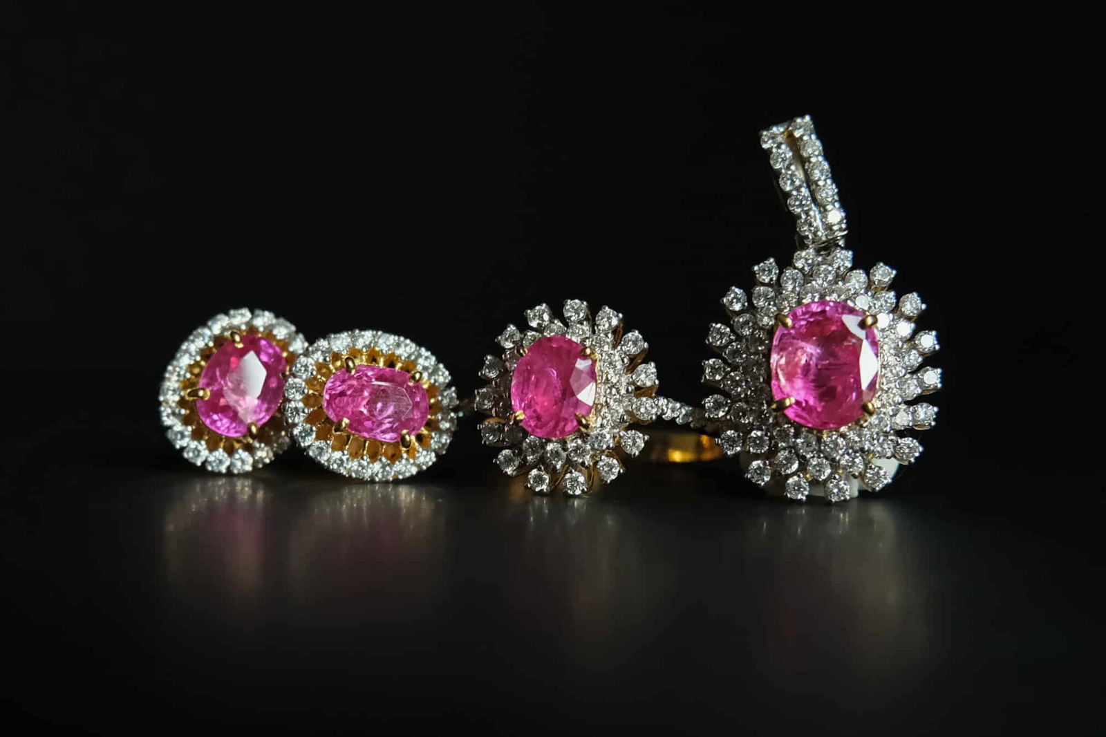 Pink Sapphire Wedding Set, pink sapphire ring singapore, pink sapphire pendants for sale, pink sapphire stud earrings natural, pink sapphire jewelry set, unheated pink sapphire ring, pink sapphire earrings singapore, pink sapphire bridal ring set, Gem Gardener