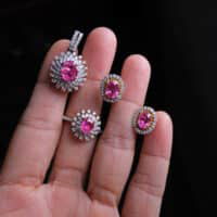 Pink Sapphire Wedding Set, pink sapphire ring singapore, pink sapphire pendants for sale, pink sapphire stud earrings natural, pink sapphire jewelry set, unheated pink sapphire ring, pink sapphire earrings singapore, pink sapphire bridal ring set, Gem Gardener