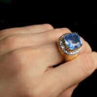 11ct Natural Cushion Blue Sapphire Ring 18k Squircle
