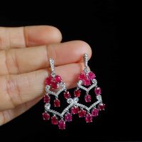 Ruby Chandelier Earrings, ruby jewelry dangle earrings, ruby earrings singapore, ruby drop earrings for sale, fan earrings art deco, fan earrings dangle, ruby diamond earrings, Gem Gardener
