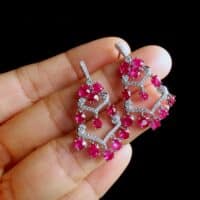 Ruby Chandelier Earrings, ruby jewelry dangle earrings, ruby earrings singapore, ruby drop earrings for sale, fan earrings art deco, fan earrings dangle, ruby diamond earrings, Gem Gardener