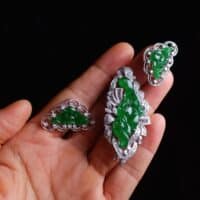 Old Mine Lao Keng Jade Brooch Pendant Earring Set