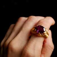 purple sapphire mens ring, renaissance style rings, medieval style jewelry, roman style gold rings, 24k solid gold ring mens, custom mens ring maker, SIJS, Gem Gardener