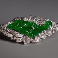 Old Mine Lao Keng Jade Brooch Pendant Earring Set