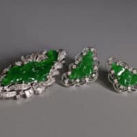 Old Mine Lao Keng Jade Brooch Pendant Earring Set