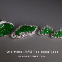 Old Mine Lao Keng Jade Brooch Pendant Earring Set