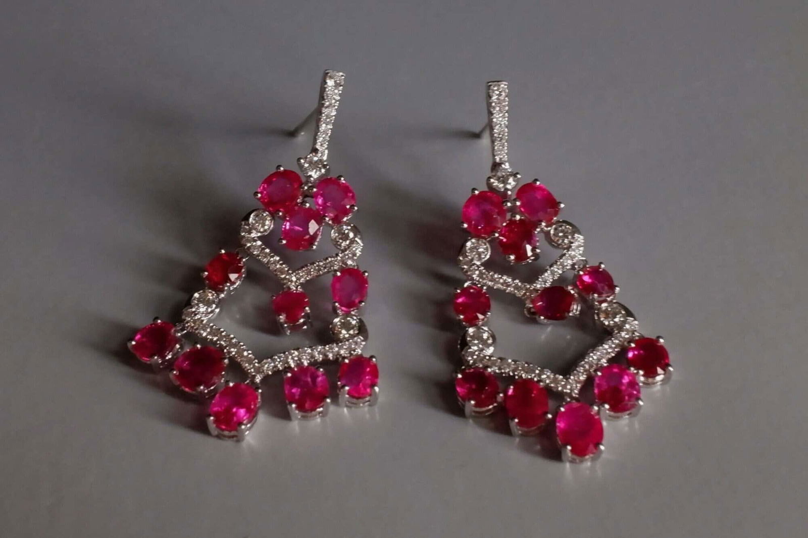 Ruby Chandelier Earrings, ruby jewelry dangle earrings, ruby earrings singapore, ruby drop earrings for sale, fan earrings art deco, fan earrings dangle, ruby diamond earrings, Gem Gardener
