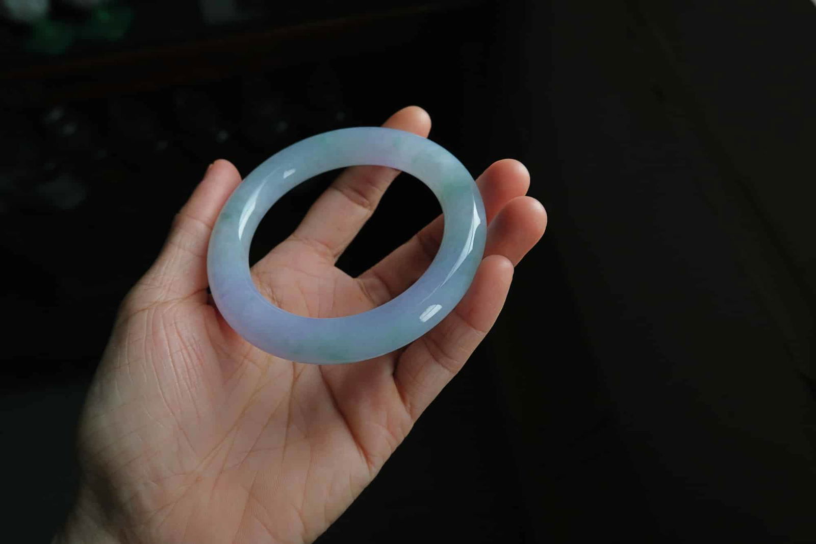 lavender green jade bangle, translucent purple jade, purple green jade bangle, lavender and green jade bangle, lavender jade bangle singapore, jade bangle singapore, lavender jadeite bangle, Gem Gardener