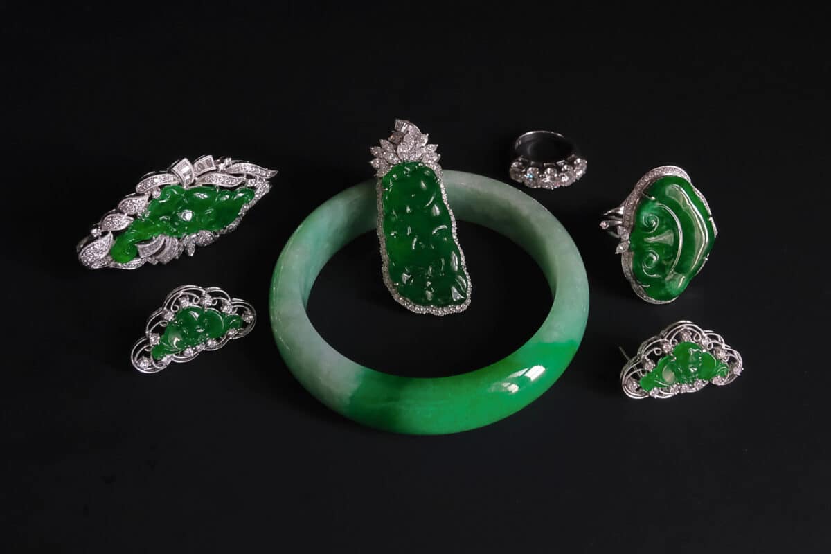 Old Mine Jadeite Lao Keng Brooch Pendant Earring Set GEM GARDENER - Main Image