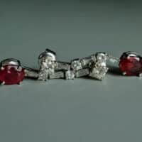 ruby diamond drop earrings, ruby stud drop earrings, ruby drop earrings, ruby earrings singapore, art deco ruby earrings, vintage ruby drop earrings, drop earring singapore, Gem Gardener, stud and drop earrings